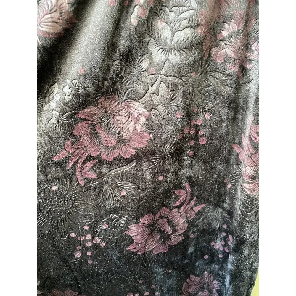 Avenue Pants Womens L/XL Soft Stretch Comfy Black Floral Whimsigoth Pull On